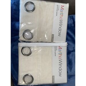 2 MarthaWindow Promenade Grommet Panel Linen 50" X108" Curtains Ivory